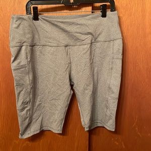 Gray biker shorts with pockets